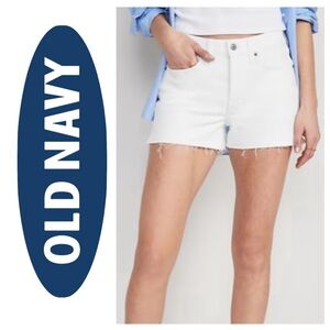 OLD NAVY OG High-Rise Straight 3" Shorts Cut Offs Vintage-Inspired White Women 0